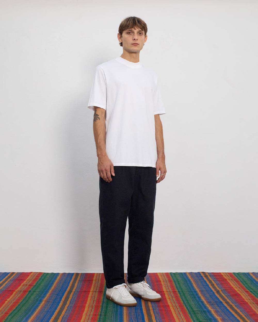 Rotholz Basic T-Shirt Mit Breitem Kragen Bio Baumwolle - Weiß