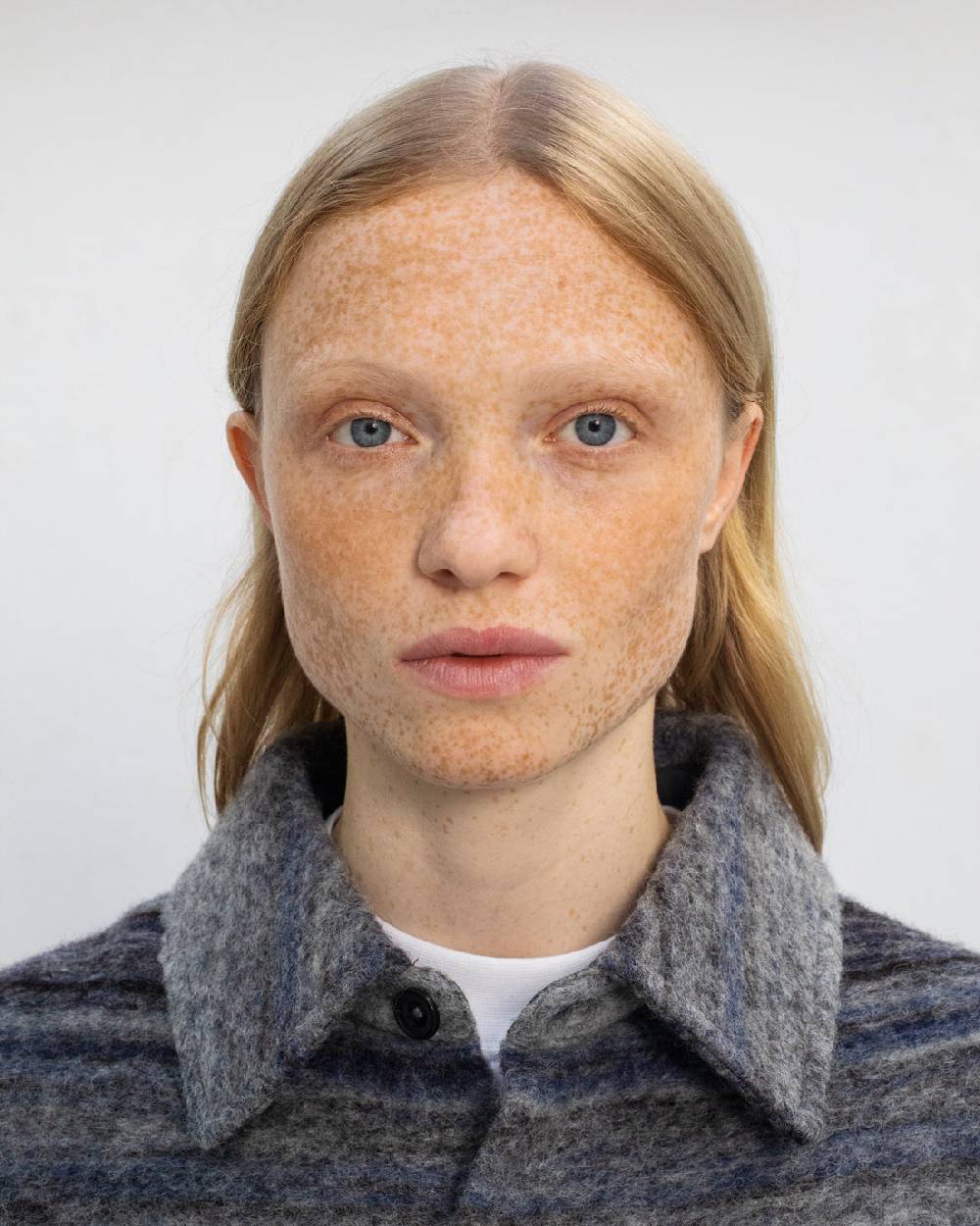 Rotholz Dickes Overshirt Bio Wollmischung - Grau Gestreift