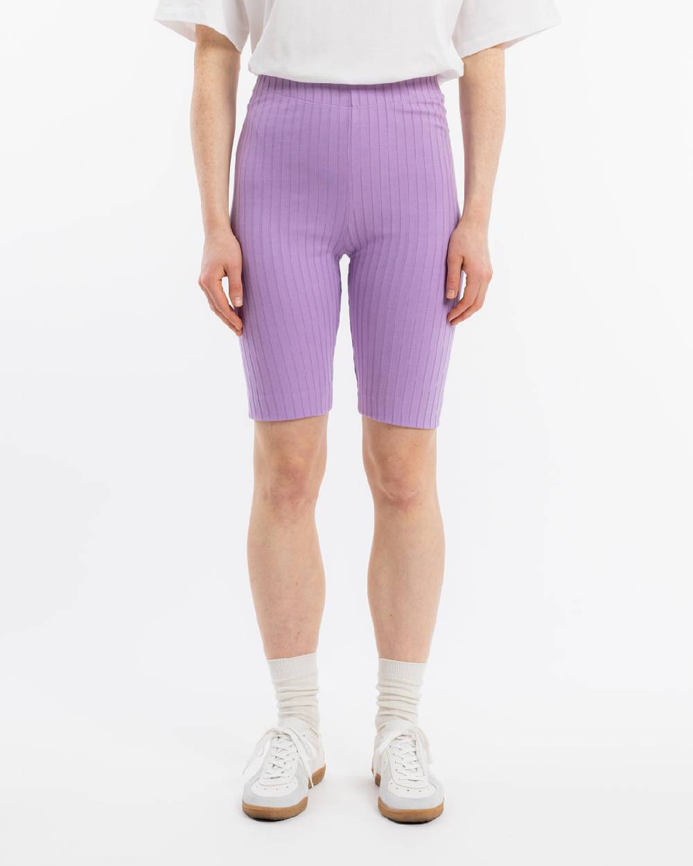 Rotholz Gerippte Biker Shorts Bio Baumwolle - Lavendel