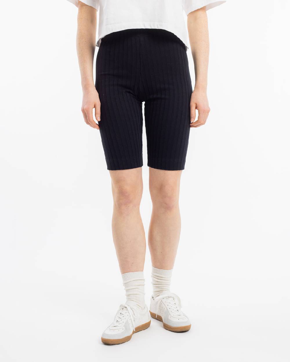 Rotholz Gerippte Biker Shorts Bio Baumwolle - Schwarz