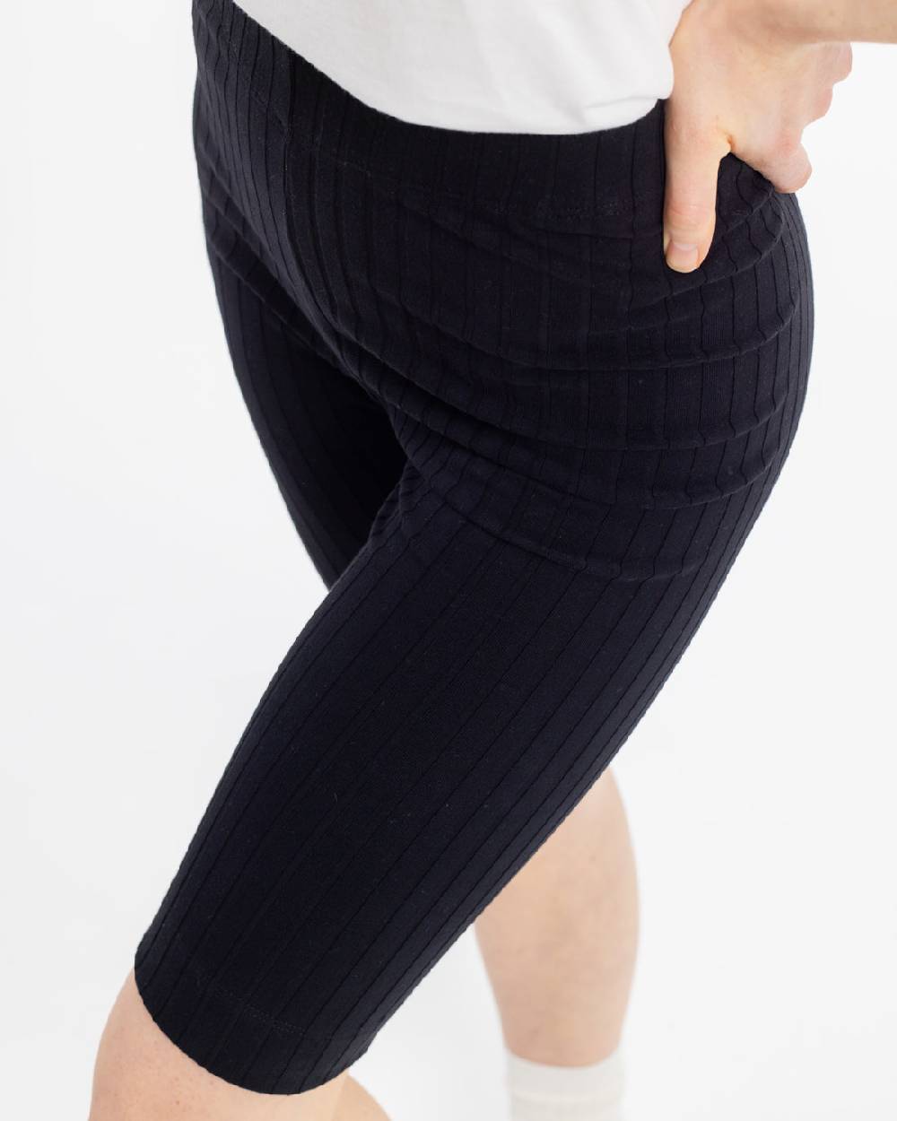 Rotholz Gerippte Biker Shorts Bio Baumwolle - Schwarz