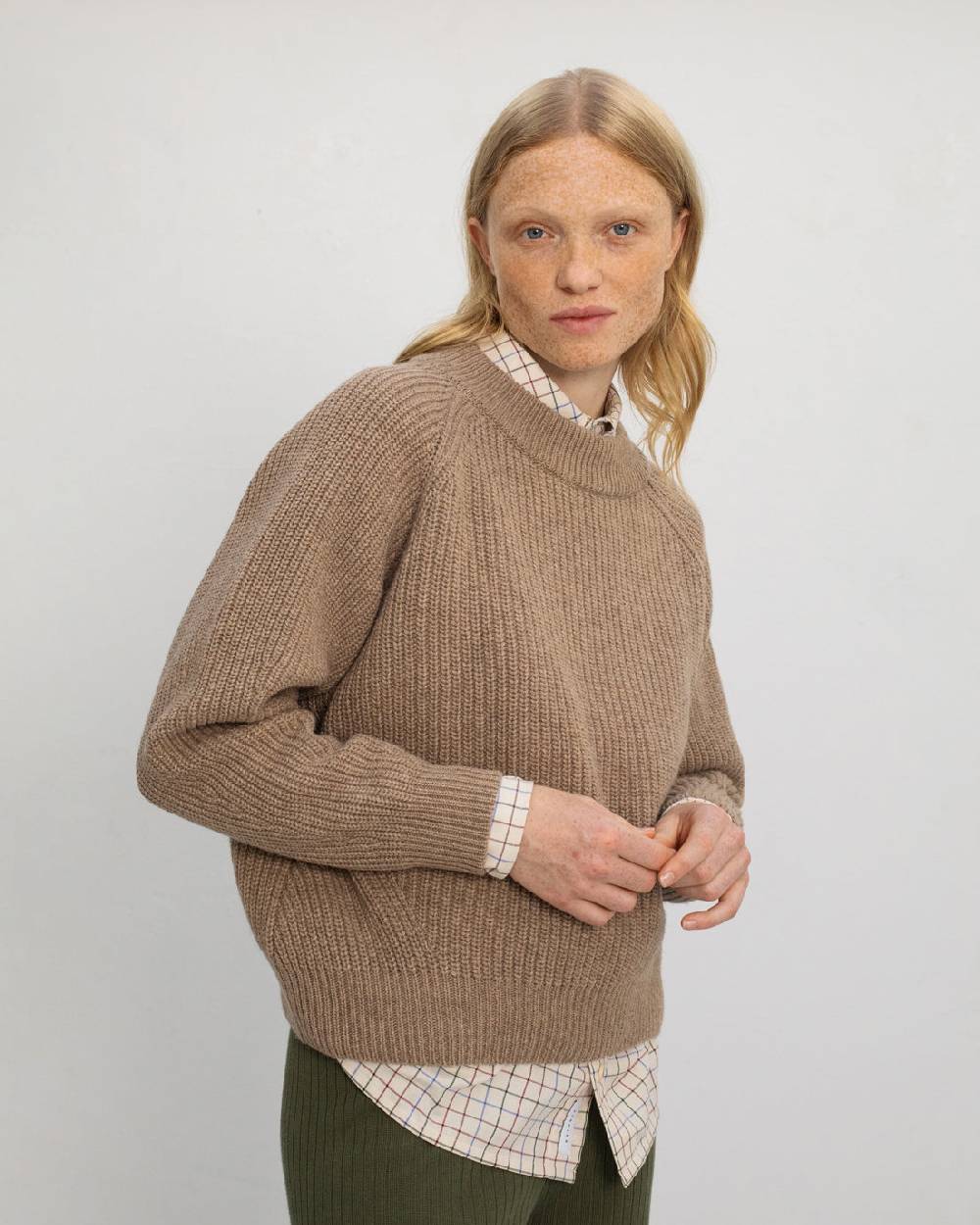 Rotholz Grober Strickpullover Recycelte Wolle - Beige