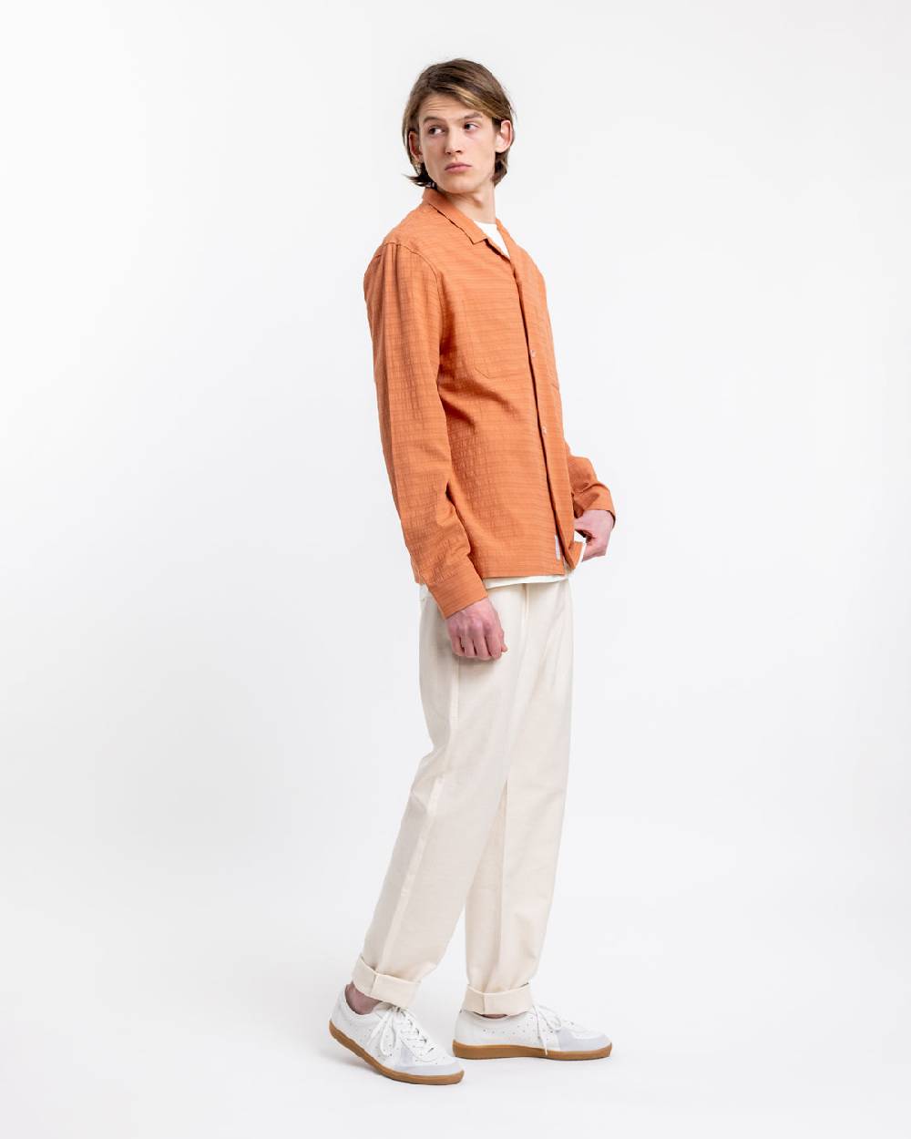 Rotholz Hemd Aus Strukturierter Bio-Baumwolle Apricot