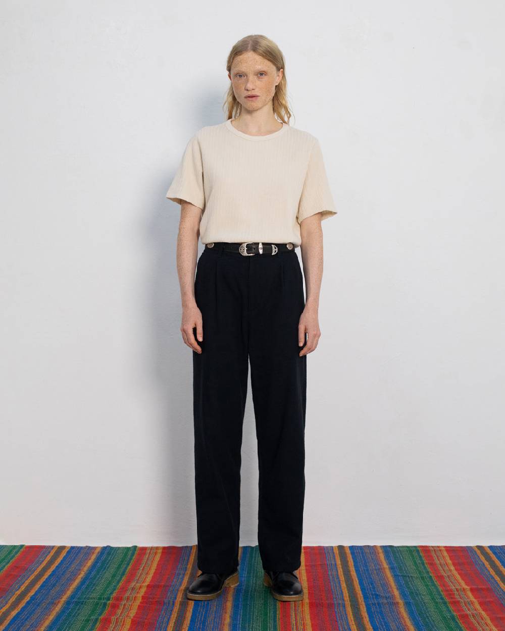 Rotholz High Waist Flanell Hose Bio Baumwolle - Schwarz