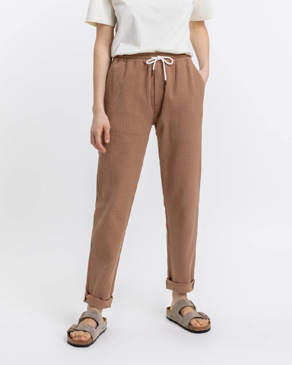 Rotholz Hose Aus Strukturierter Bio-Baumwolle Braun