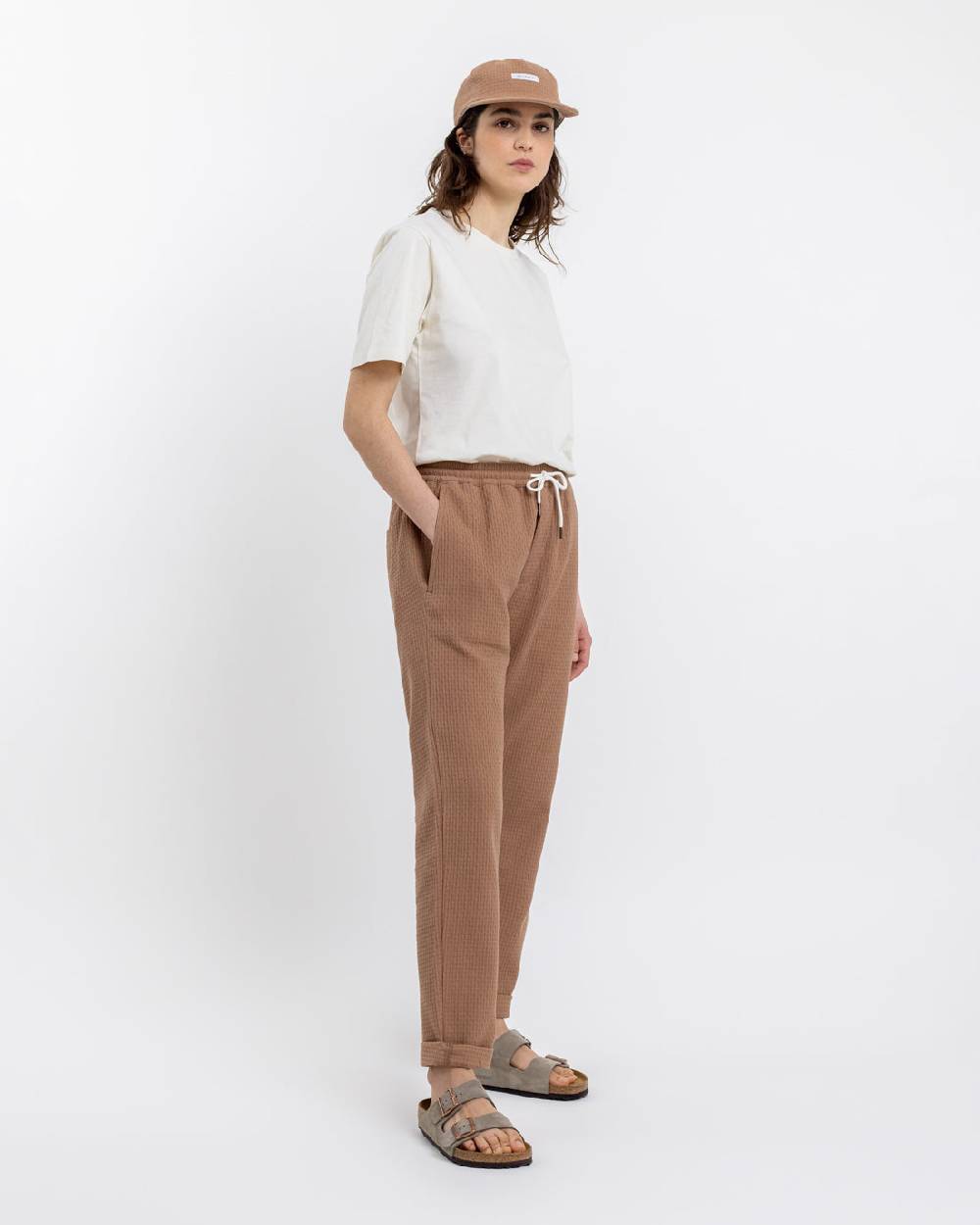 Rotholz Hose Aus Strukturierter Bio-Baumwolle Braun