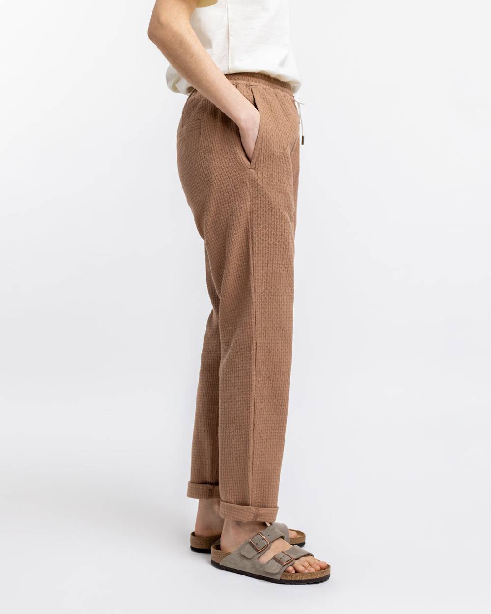 Rotholz Hose Aus Strukturierter Bio-Baumwolle Braun