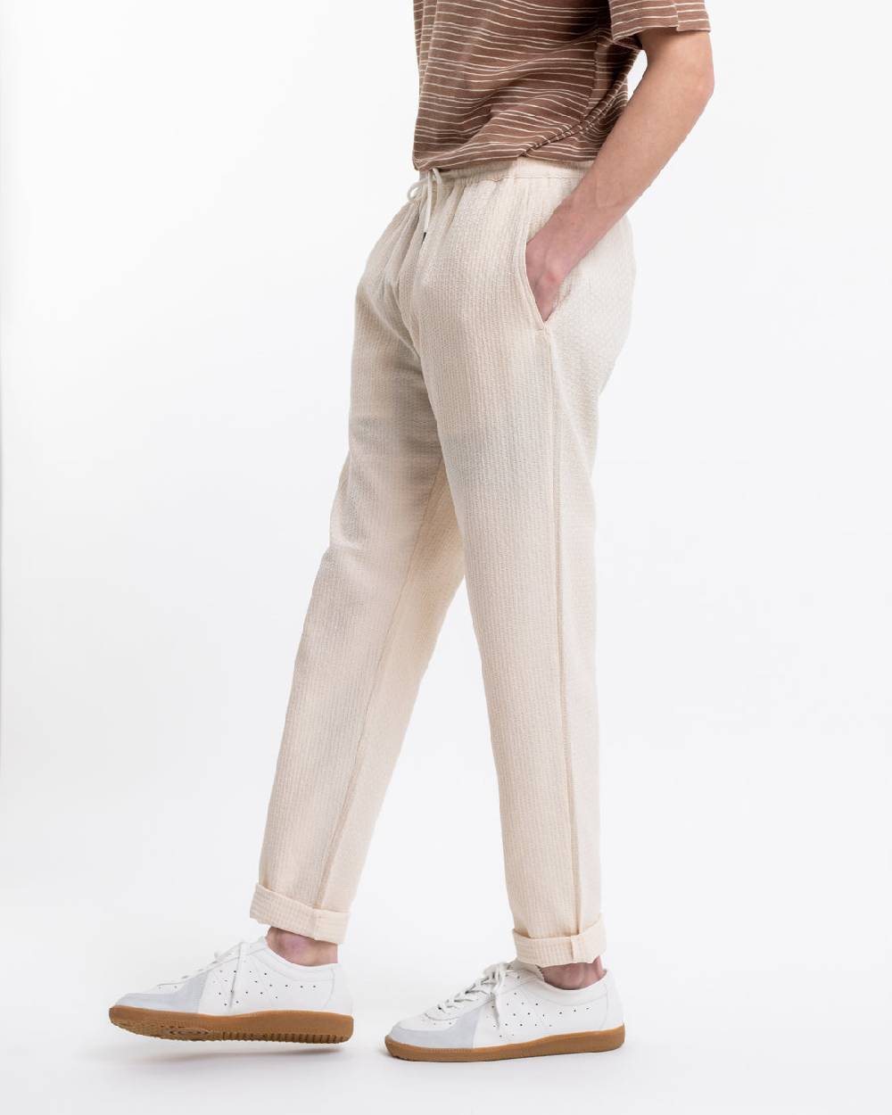 Rotholz Hose Aus Strukturierter Bio-Baumwolle Creme