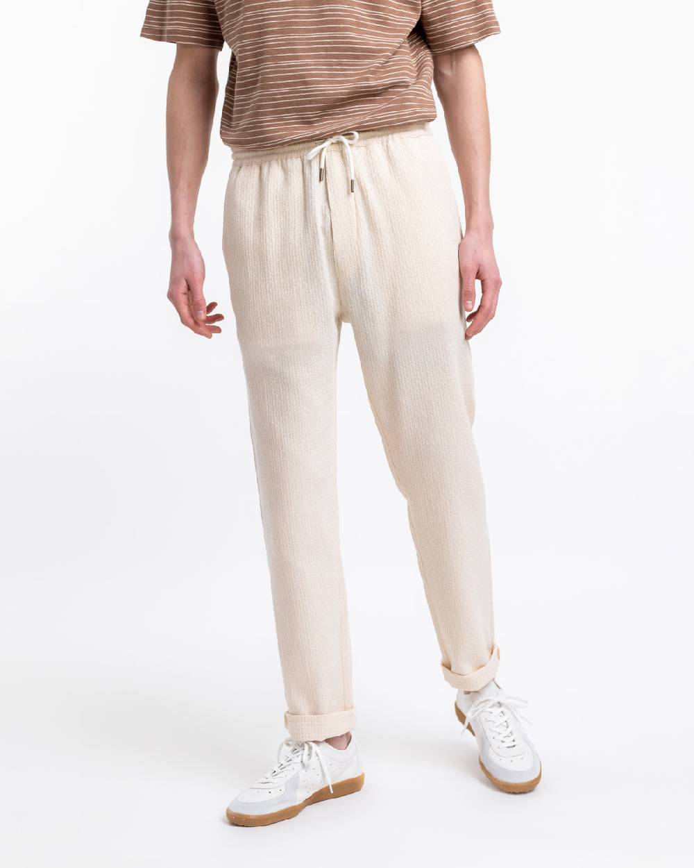 Rotholz Hose Aus Strukturierter Bio-Baumwolle Creme
