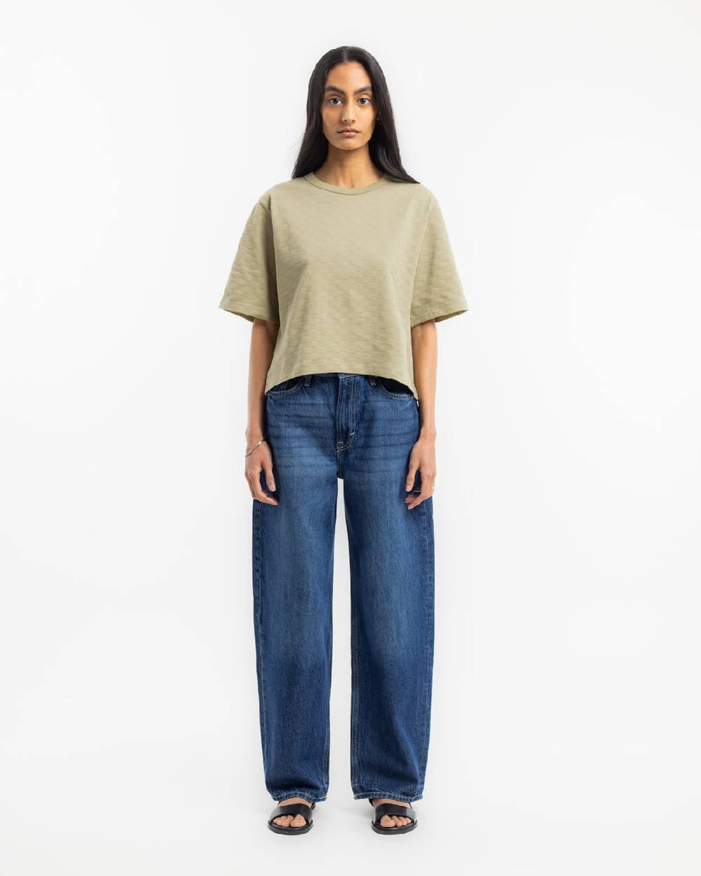 Rotholz Kurzes Strukturiertes T-Shirt Bio Baumwolle - Grün