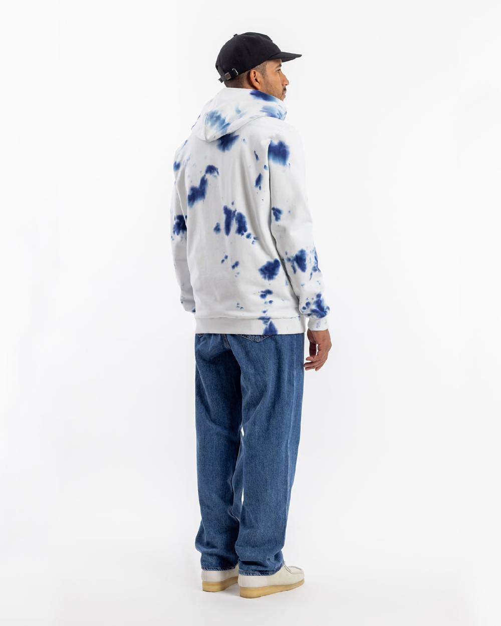 Rotholz Batik Hoodie Bio Baumwolle - Blau/Off-White