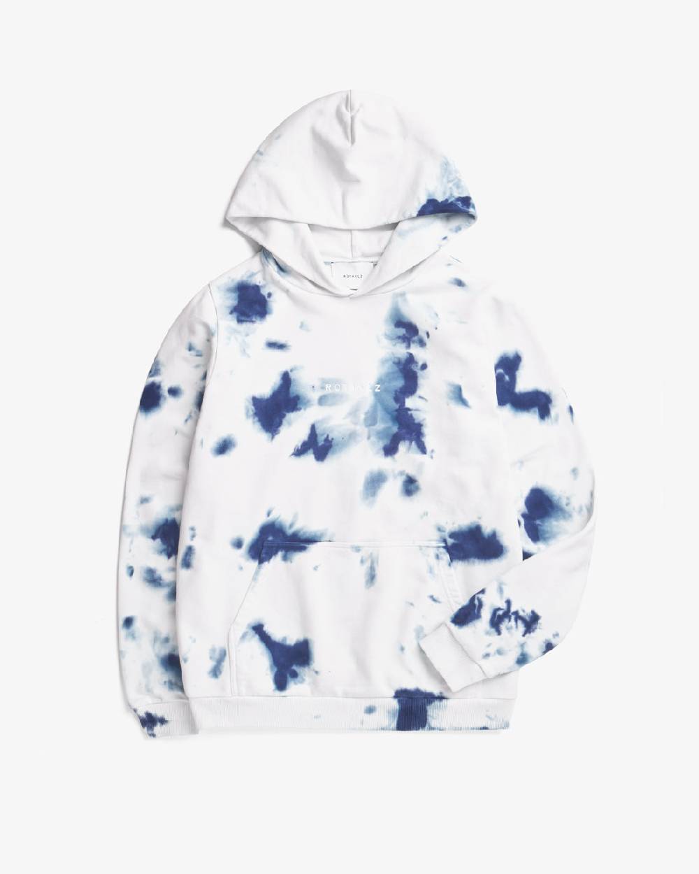 Rotholz Batik Hoodie Bio Baumwolle - Blau/Off-White