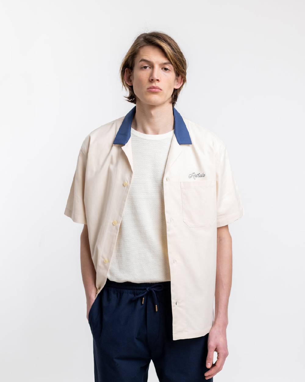 Rotholz Bowling Hemd Mit Kontrastkragen Off-White