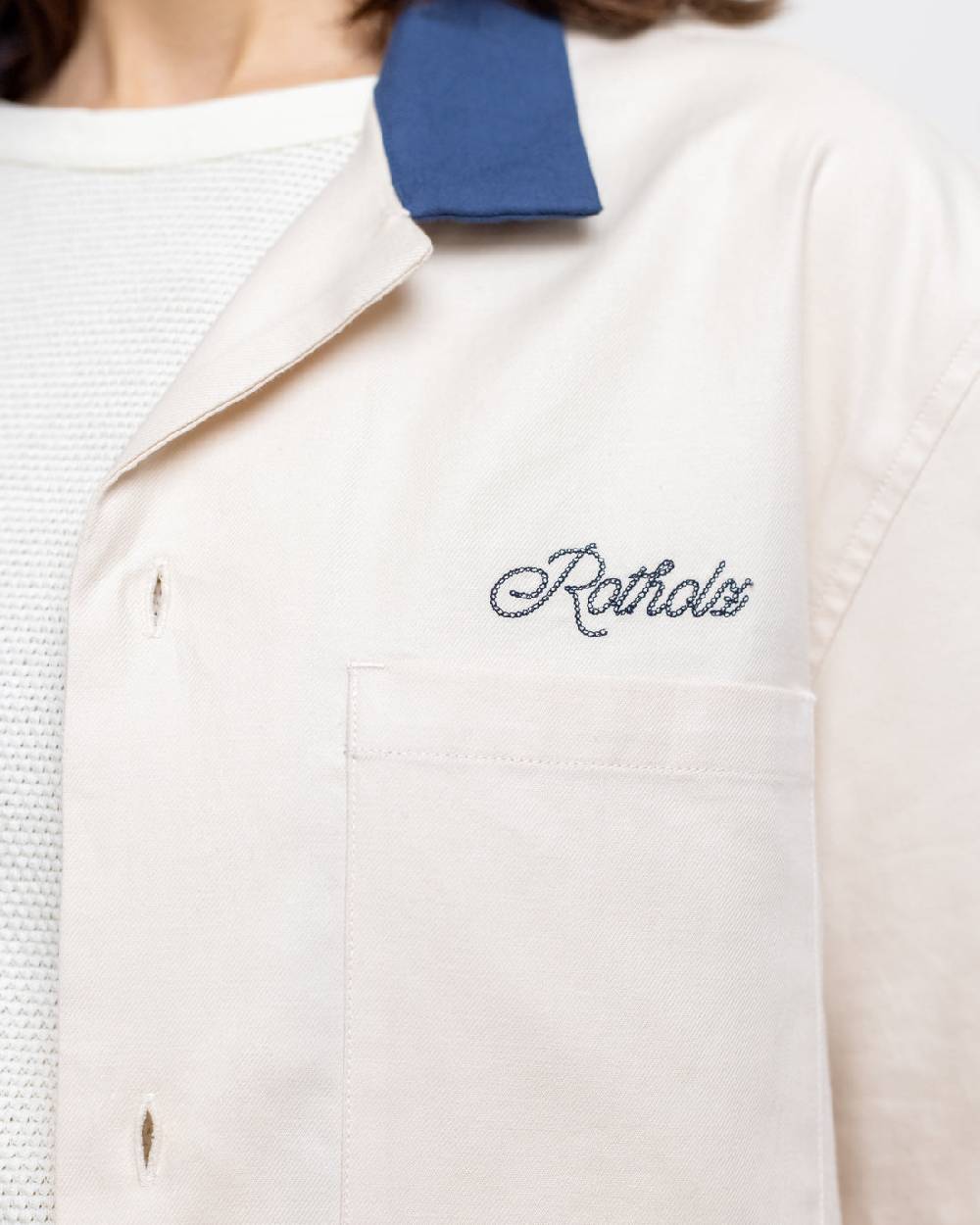 Rotholz Bowling Hemd Mit Kontrastkragen Off-White