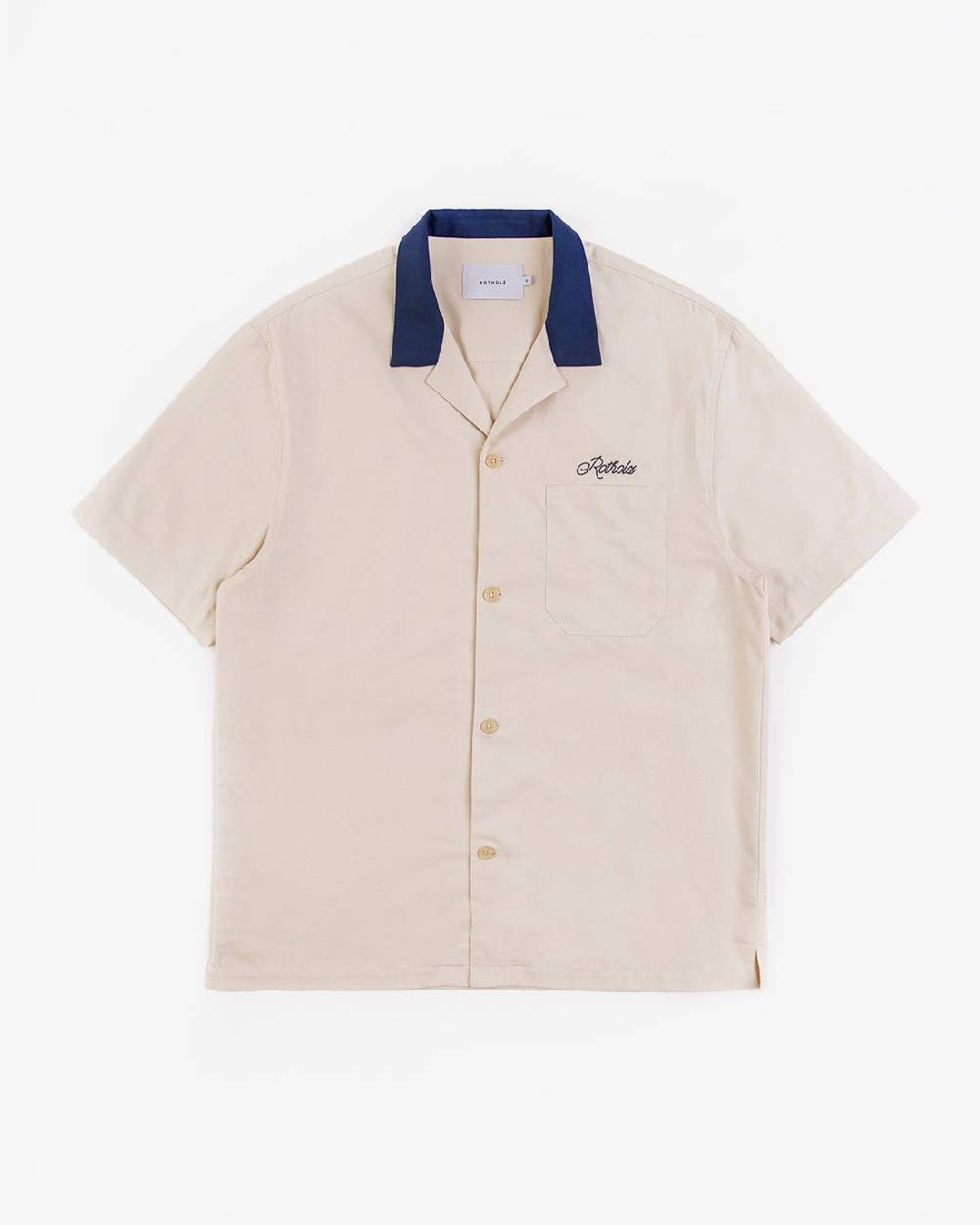 Rotholz Bowling Hemd mit Kontrastkragen Off-White