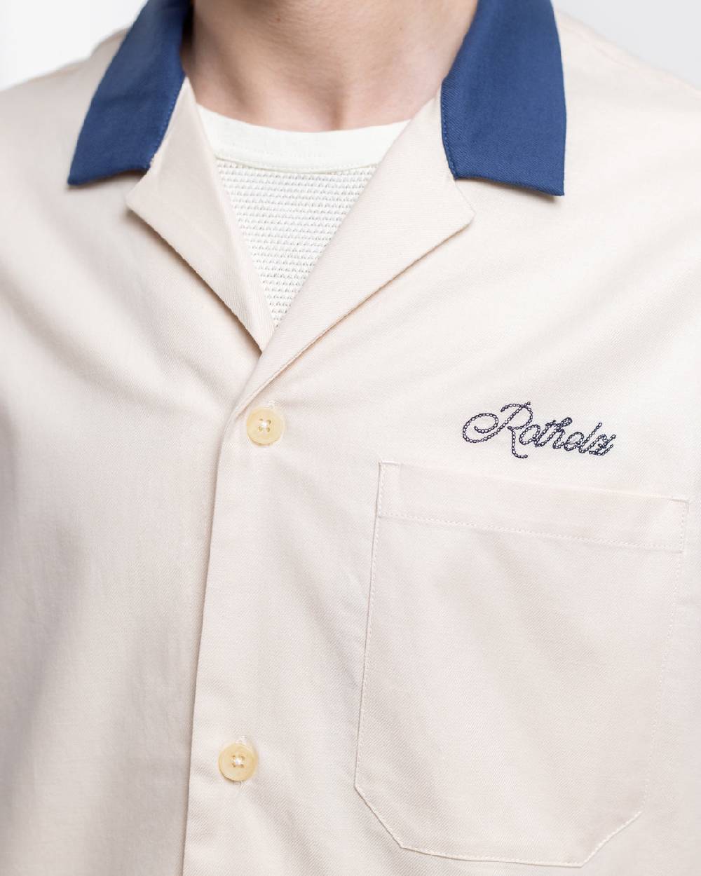 Rotholz Bowling Hemd Mit Kontrastkragen Off-White