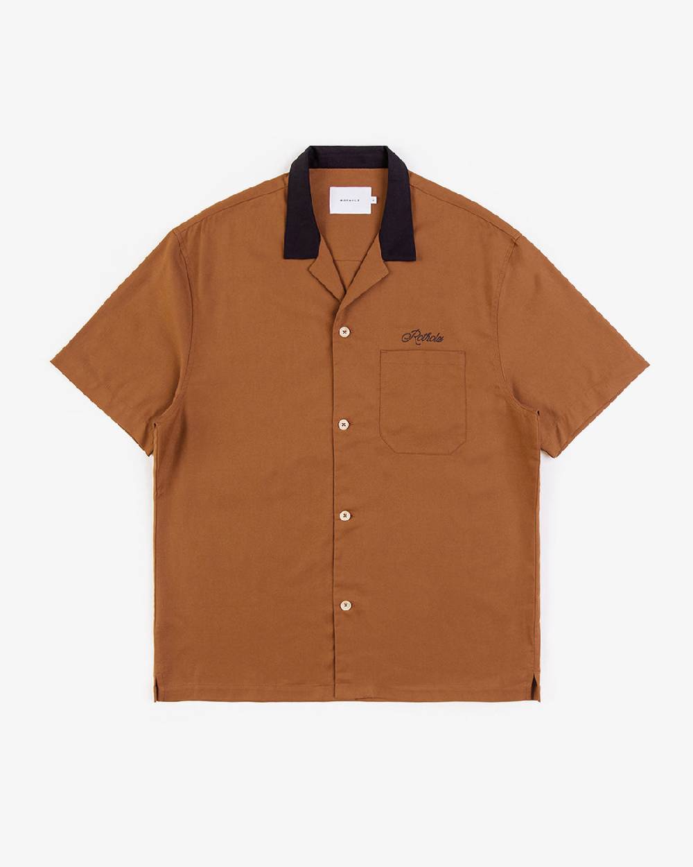 Rotholz Bowling Hemd mit Kontrastkragen Terracotta