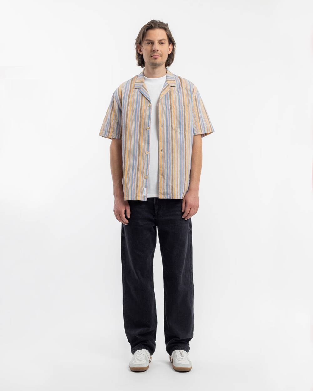 Rotholz Bowling Shirt Leinen Mix - Gestreift