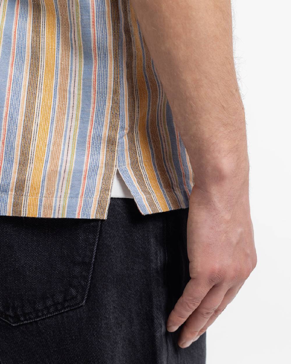 Rotholz Bowling Shirt Leinen Mix - Gestreift