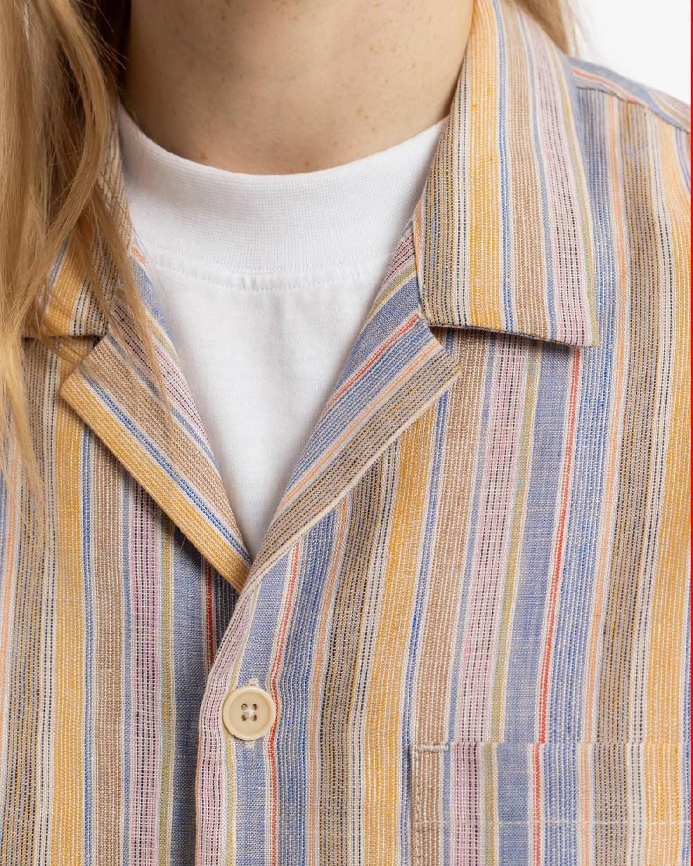 Rotholz Bowling Shirt Leinen Mix - Gestreift