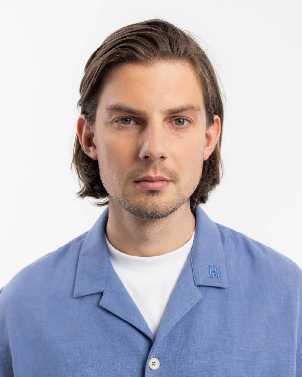 Rotholz Bowling Shirt Leinen Mix - Hellblau