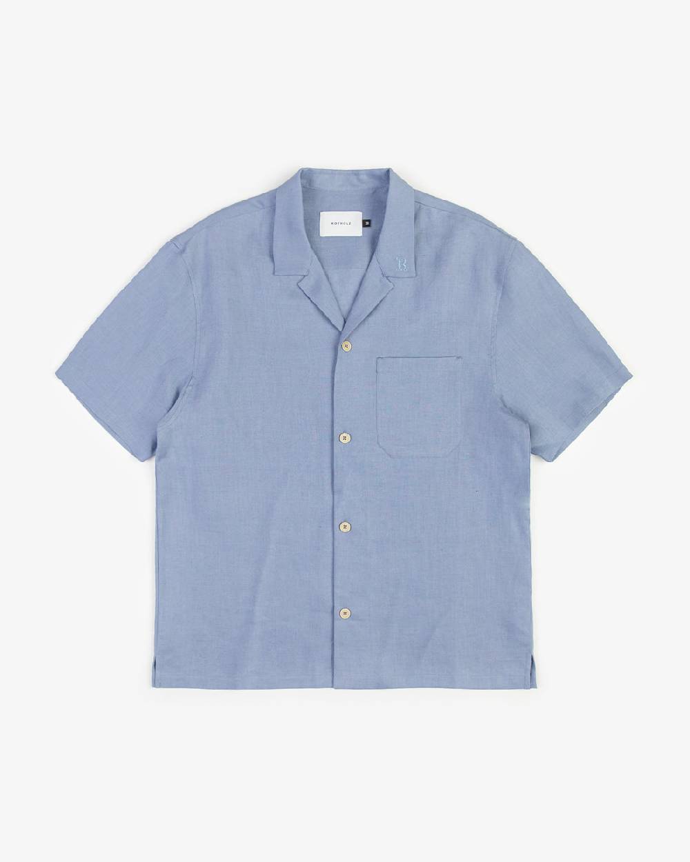 Rotholz Bowling Shirt Leinen Mix - Hellblau