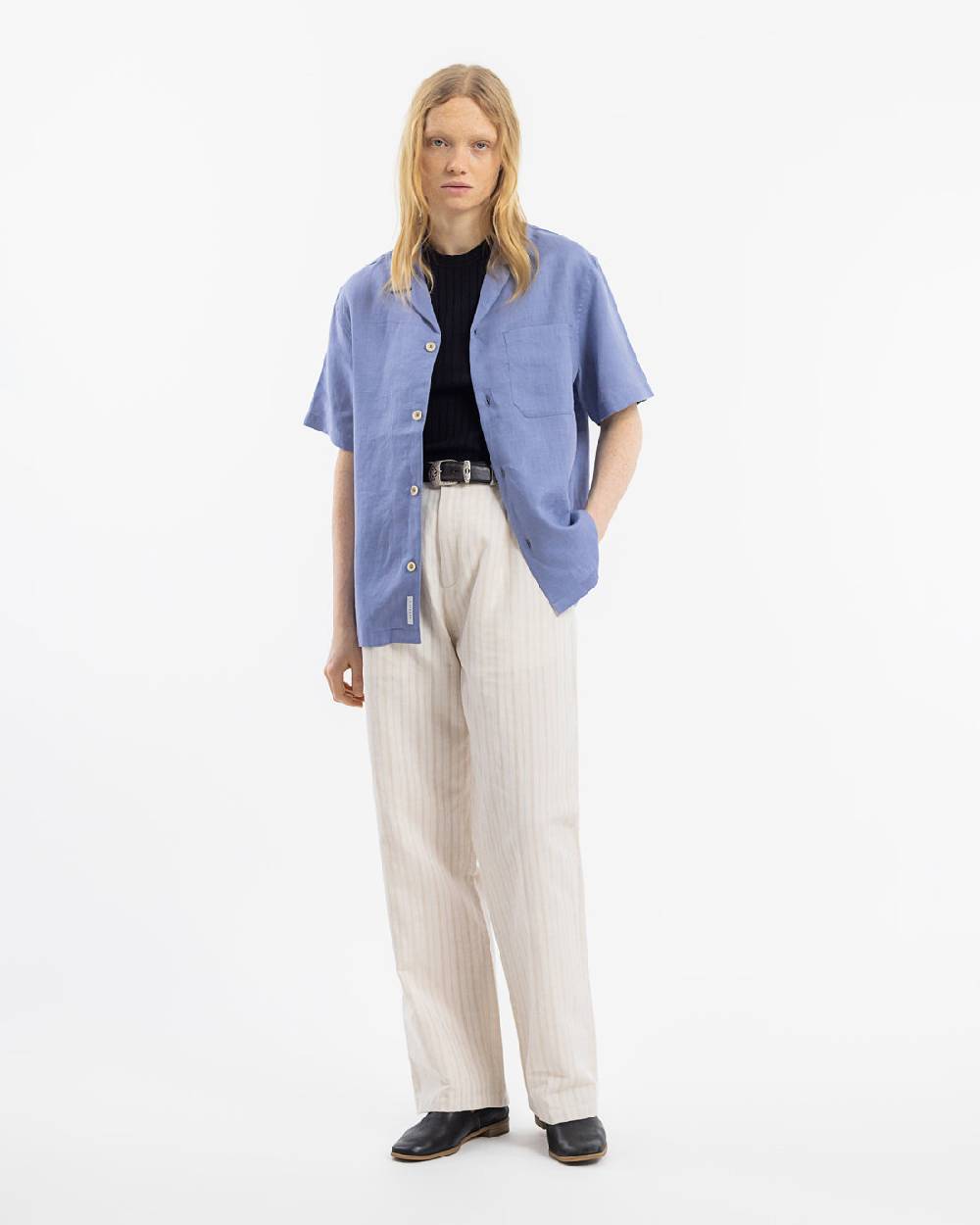 Rotholz Bowling Shirt Leinen Mix - Hellblau