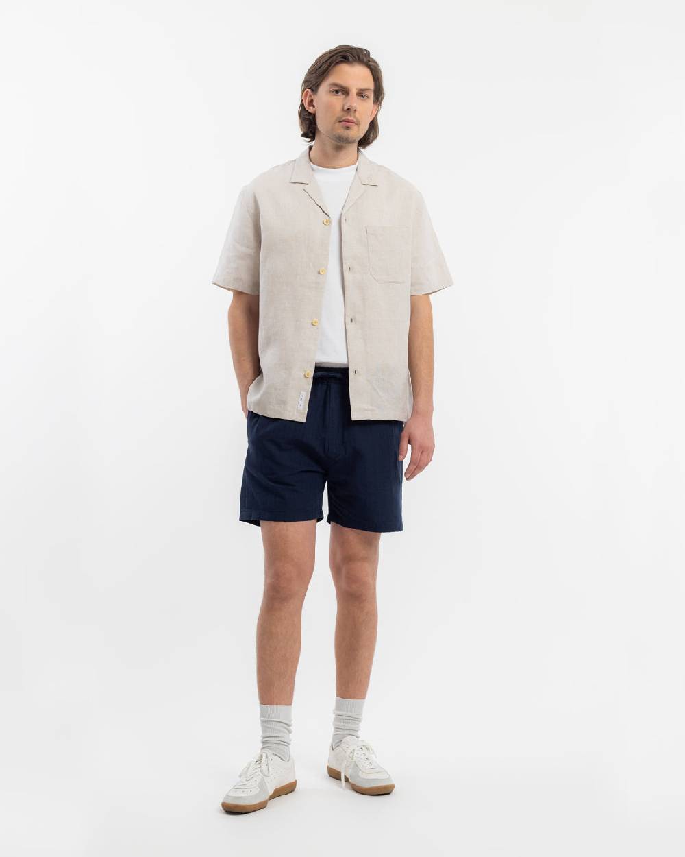 Rotholz Bowling Shirt Leinen Mix - Weiß