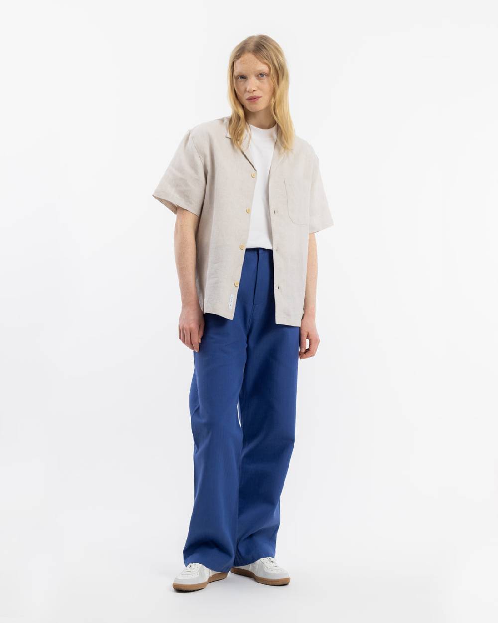 Rotholz Bowling Shirt Leinen Mix - Weiß