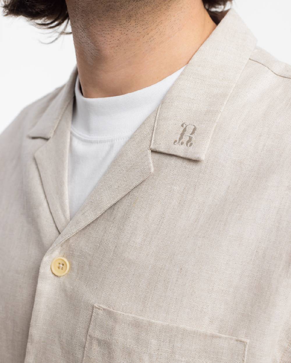 Rotholz Bowling Shirt Leinen Mix - Weiß