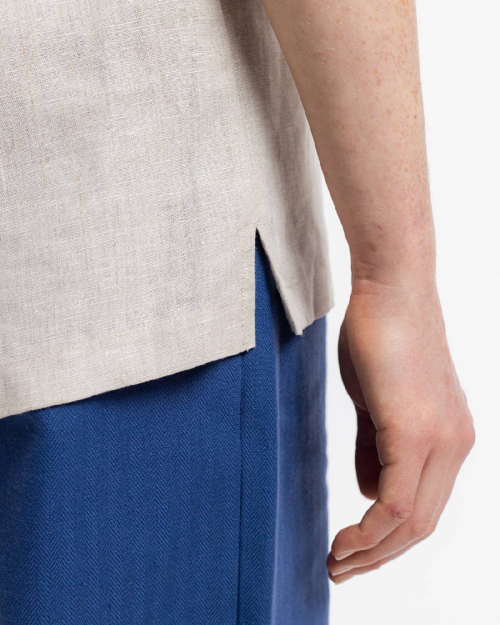 Rotholz Bowling Shirt Leinen Mix - Weiß