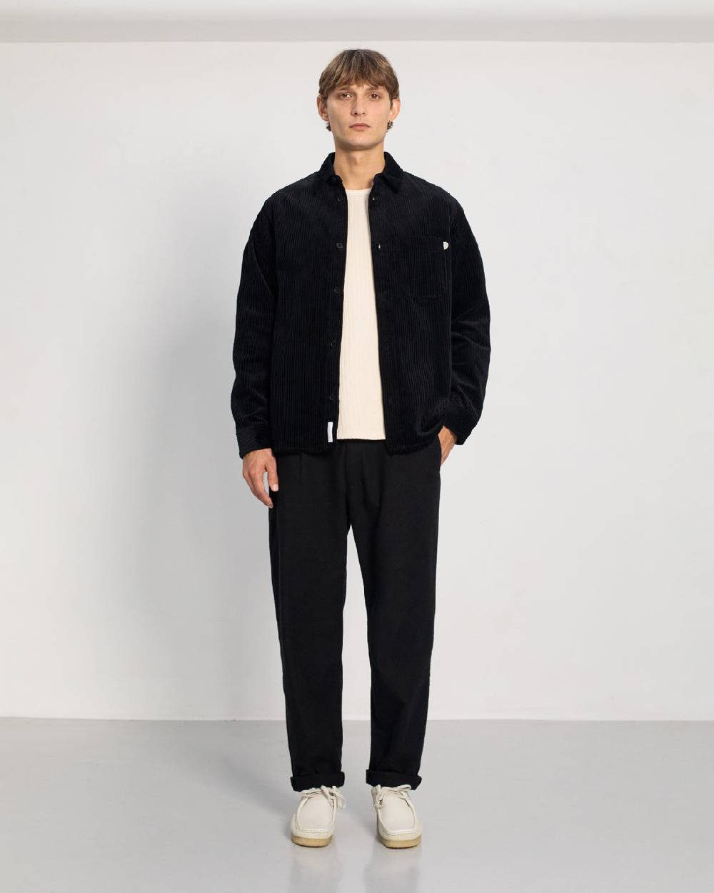 Rotholz Cord Hemd Bio Baumwolle - Schwarz