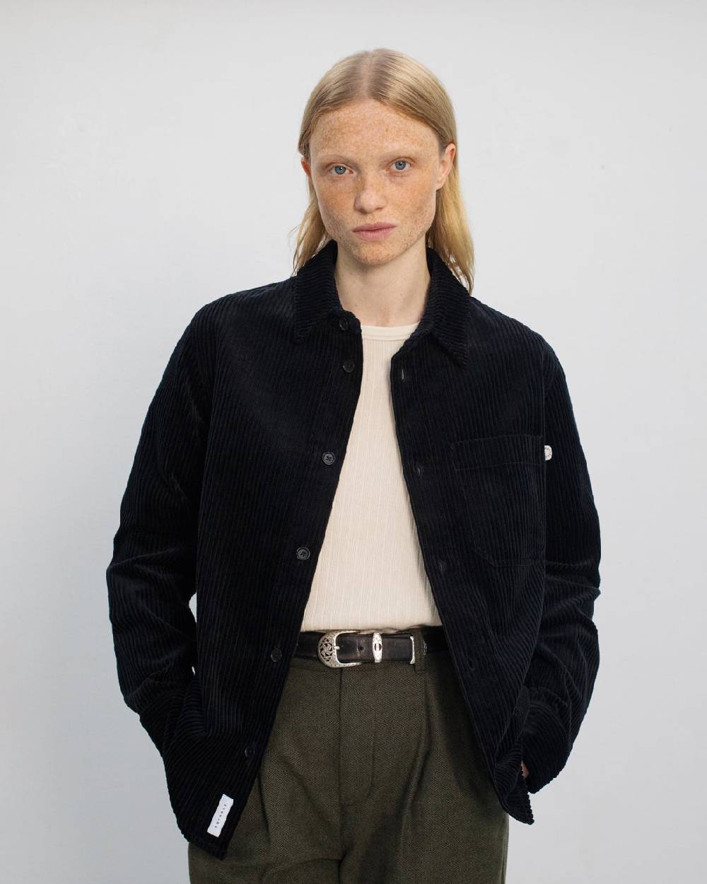 Rotholz Cord Hemd Bio Baumwolle - Schwarz