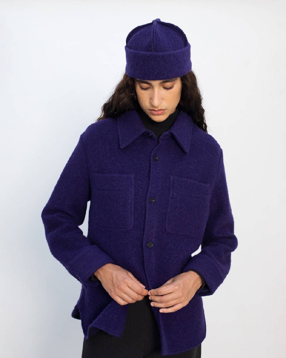 Rotholz Dickes Overshirt Bio Wollmischung - Lila