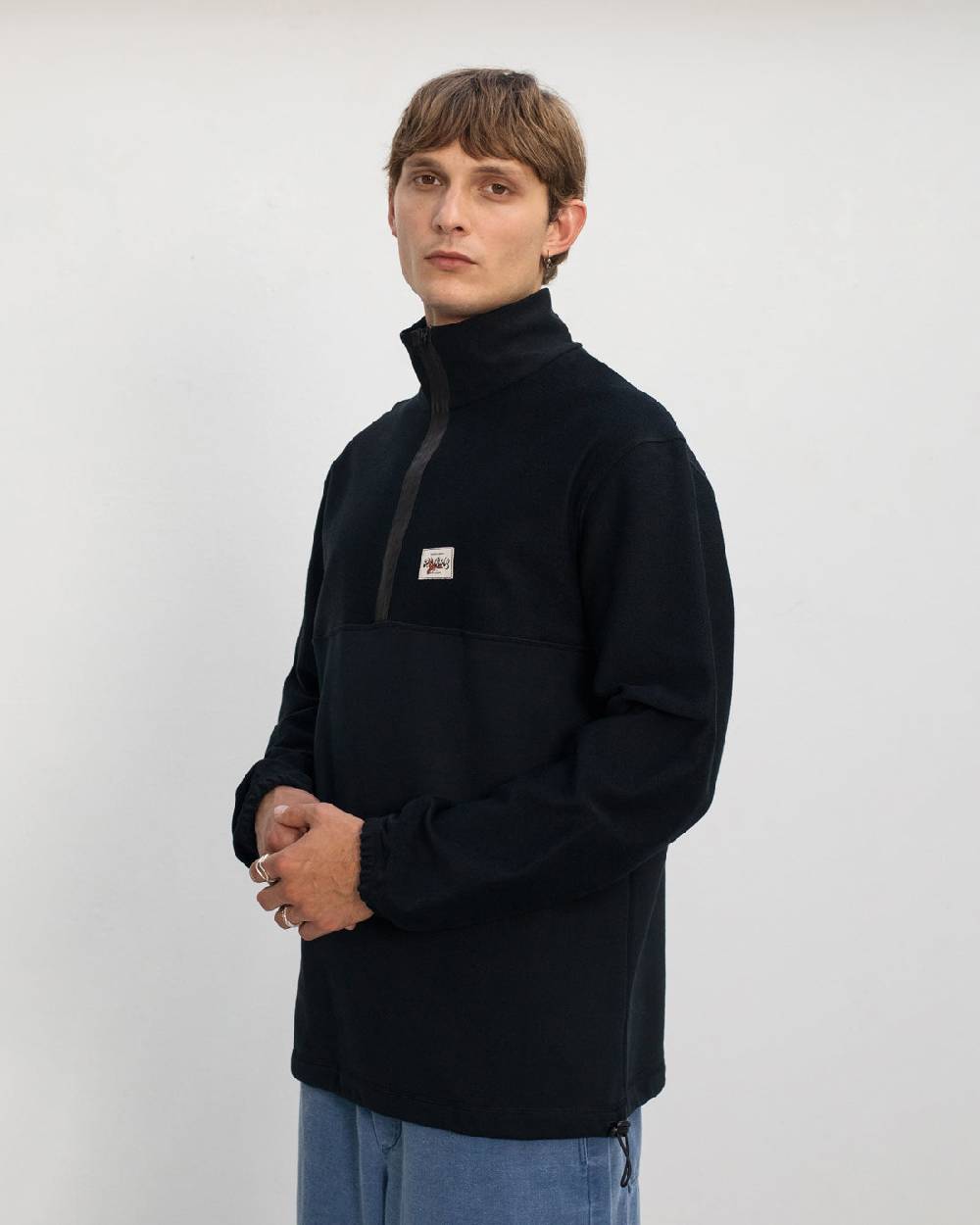 Rotholz Divided Sweatshirt Bio Baumwolle - Schwarz