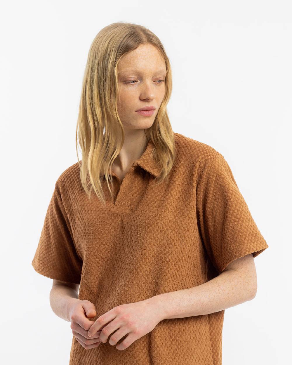 Rotholz Frottee Polo Bio Baumwolle - Karamell