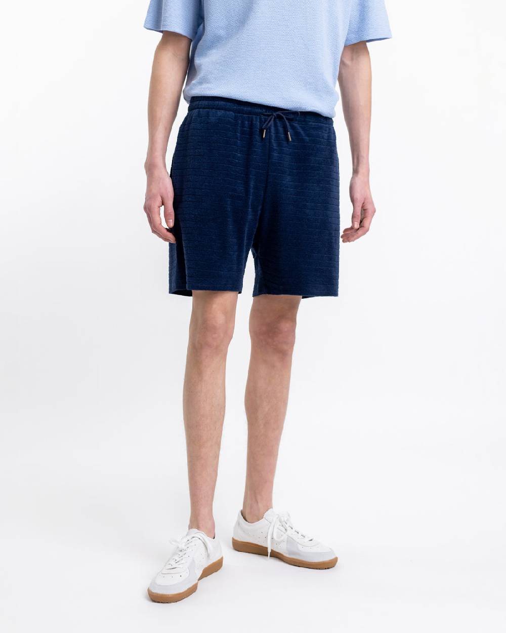 Rotholz Frottee Shorts Aus Bio-Baumwolle Blau