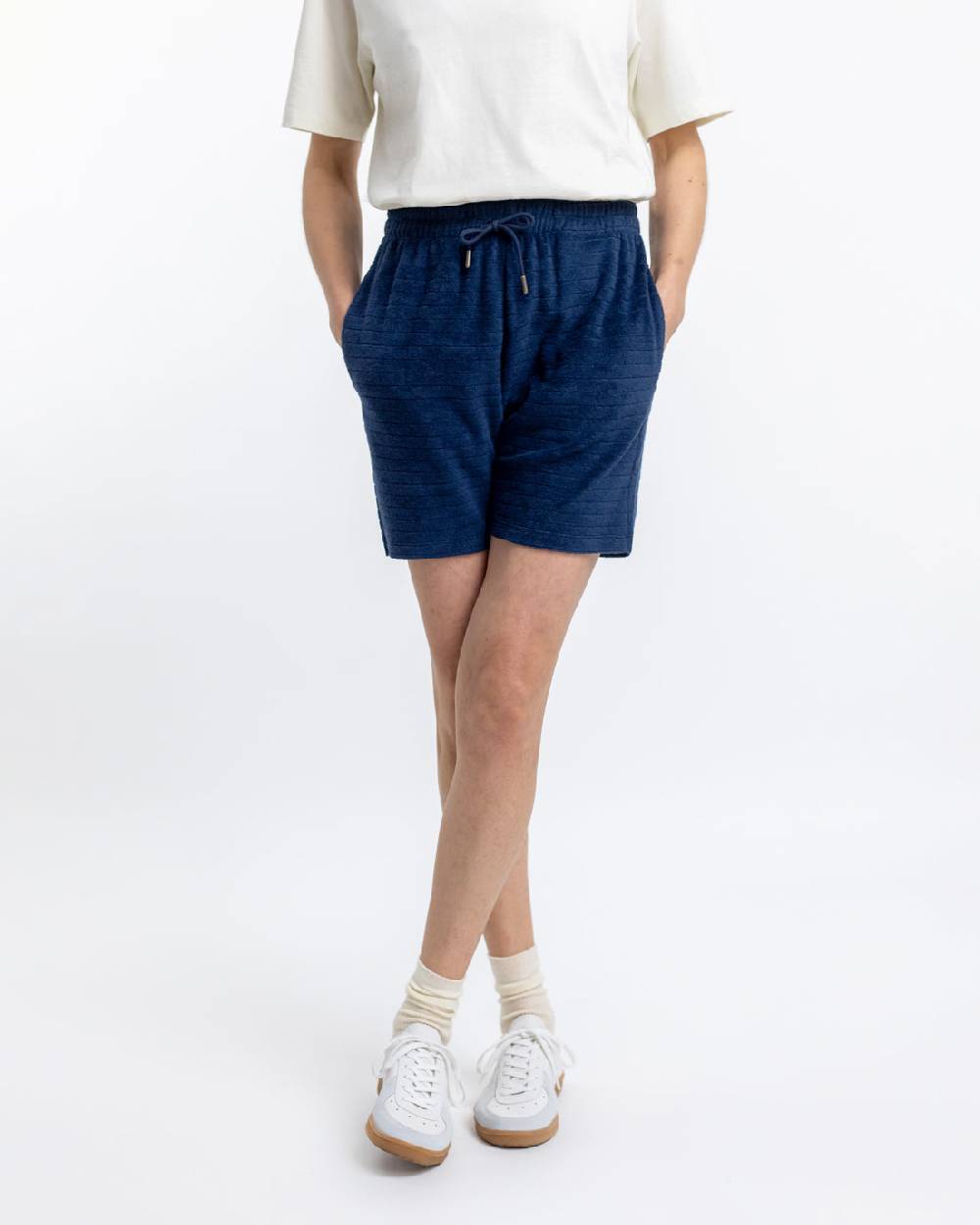 Rotholz Frottee Shorts Aus Bio-Baumwolle Blau