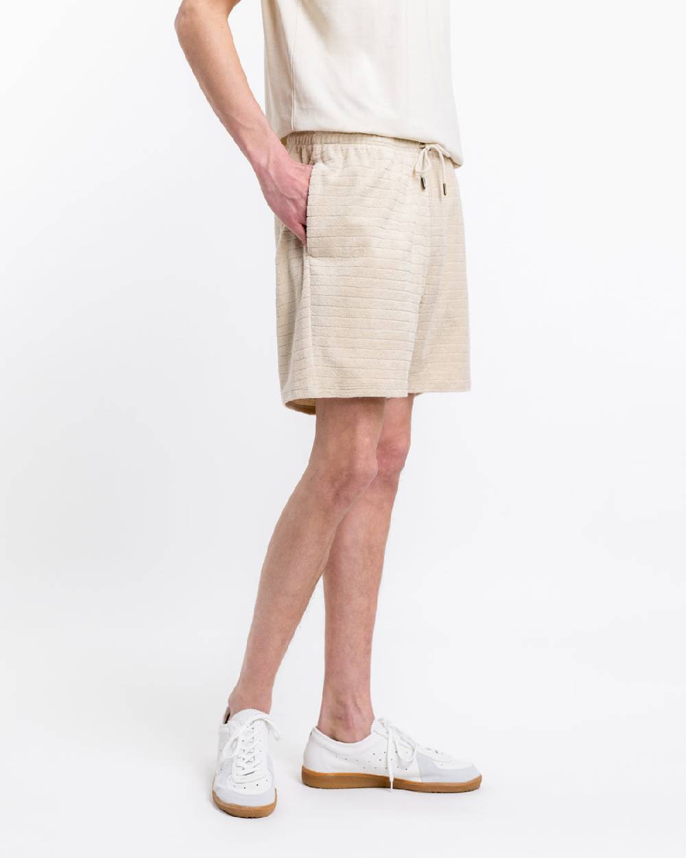 Rotholz Frottee Shorts Aus Bio-Baumwolle Creme