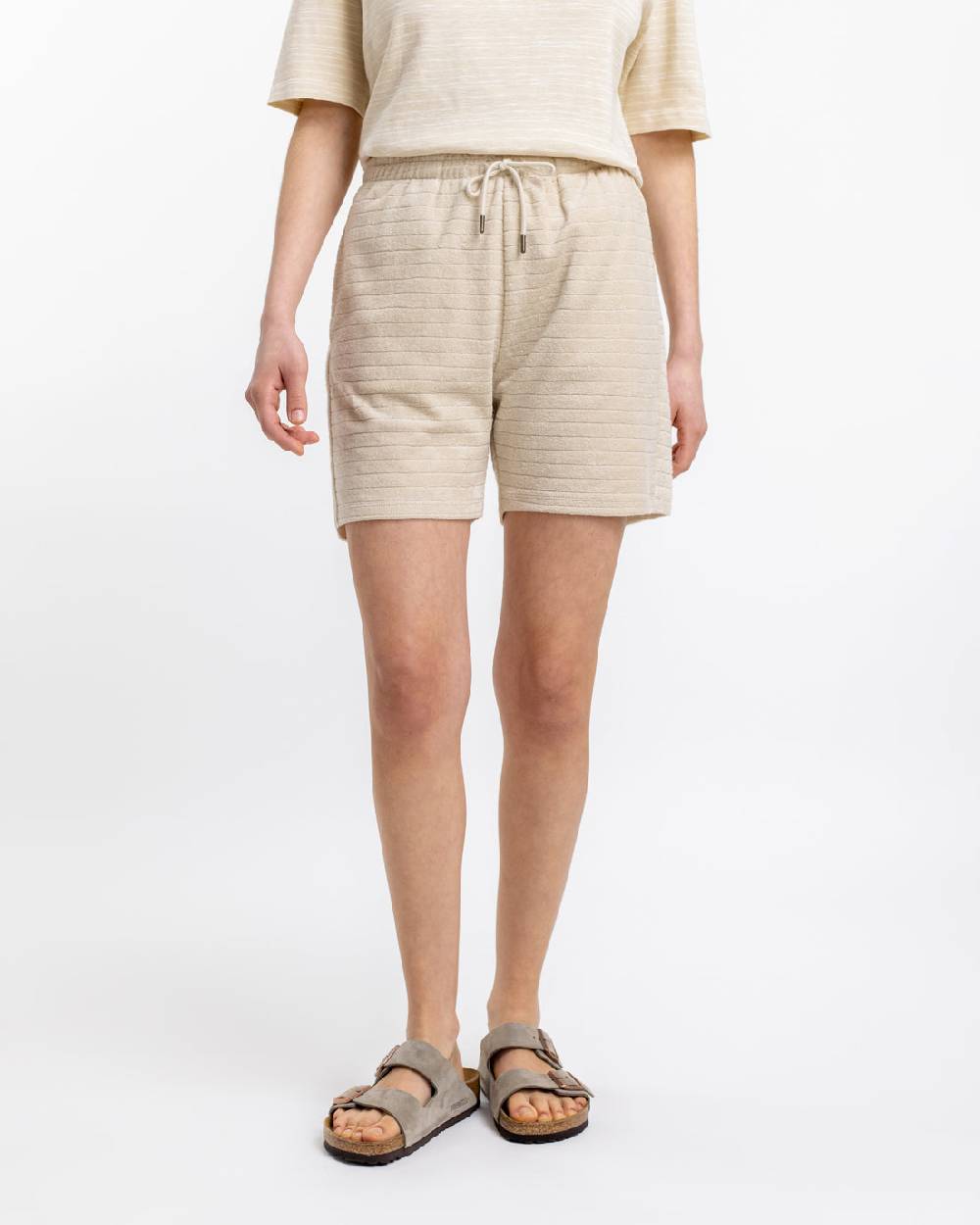 Rotholz Frottee Shorts Aus Bio-Baumwolle Creme