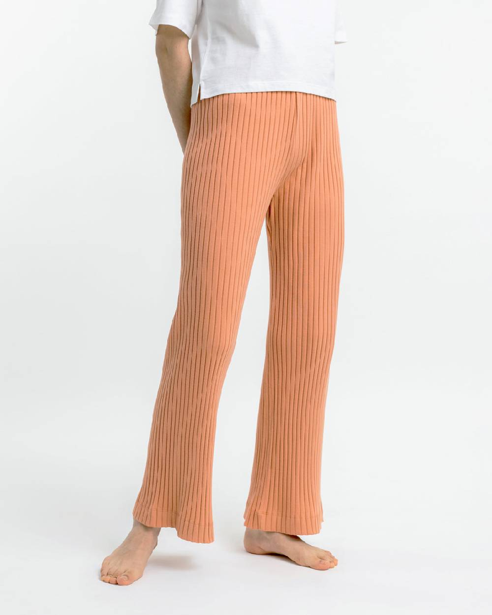 Rotholz Gerippte Hose Aus Bio-Baumwolle Apricot