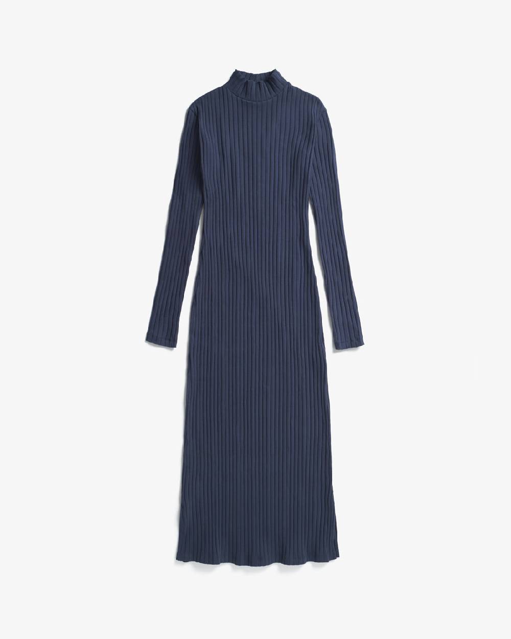 Rotholz Geripptes Kleid Bio Baumwolle - Dunkelblau