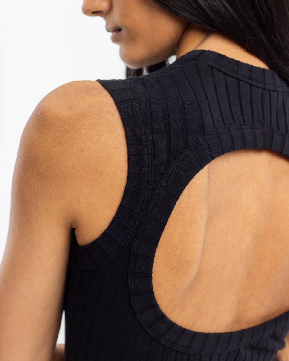 Rotholz Geripptes Kleid Bio Baumwolle - Schwarz