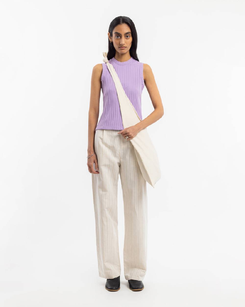 Rotholz Geripptes Singlet Bio Baumwolle - Lavendel