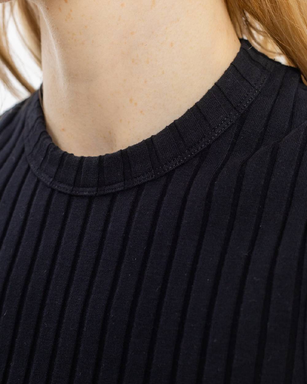 Rotholz Geripptes Singlet Bio Baumwolle - Schwarz