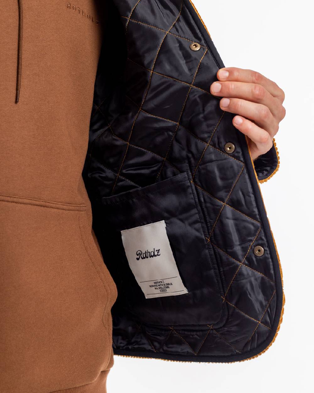 Rotholz Gesteppte Cord Jacke - Toffee