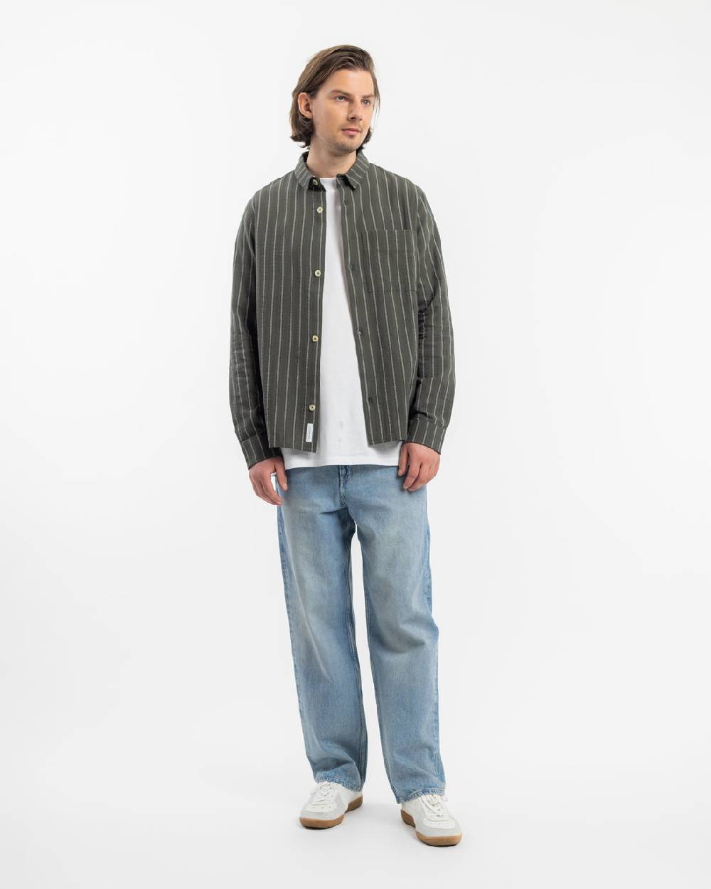 Rotholz Gestreiftes Hemd Aus Bio-Baumwolle - Oliv