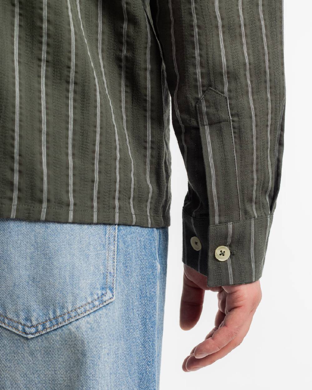 Rotholz Gestreiftes Hemd Aus Bio-Baumwolle - Oliv