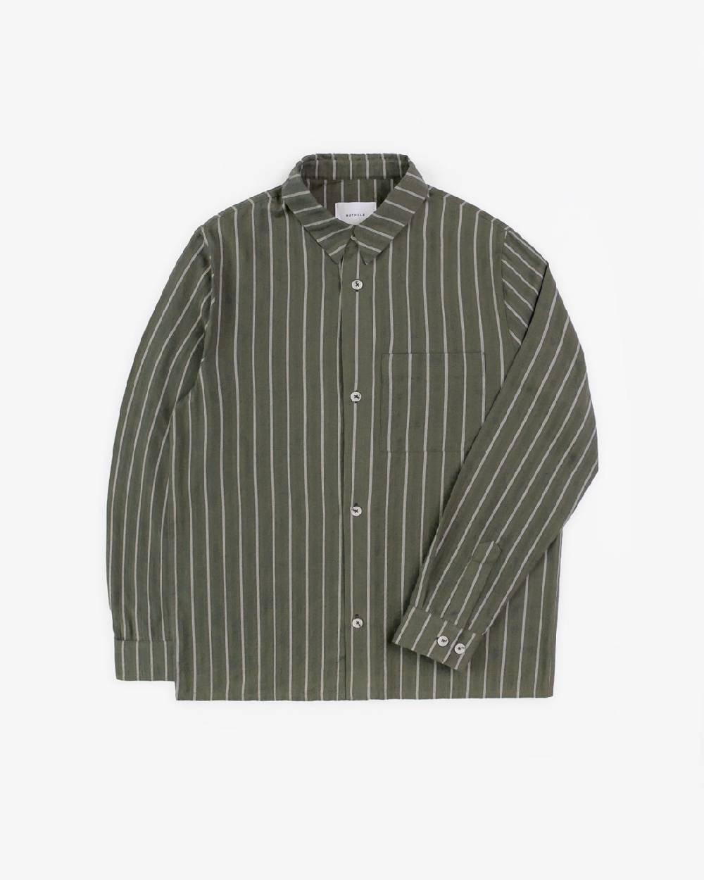 Rotholz Gestreiftes Hemd aus Bio-Baumwolle - Oliv