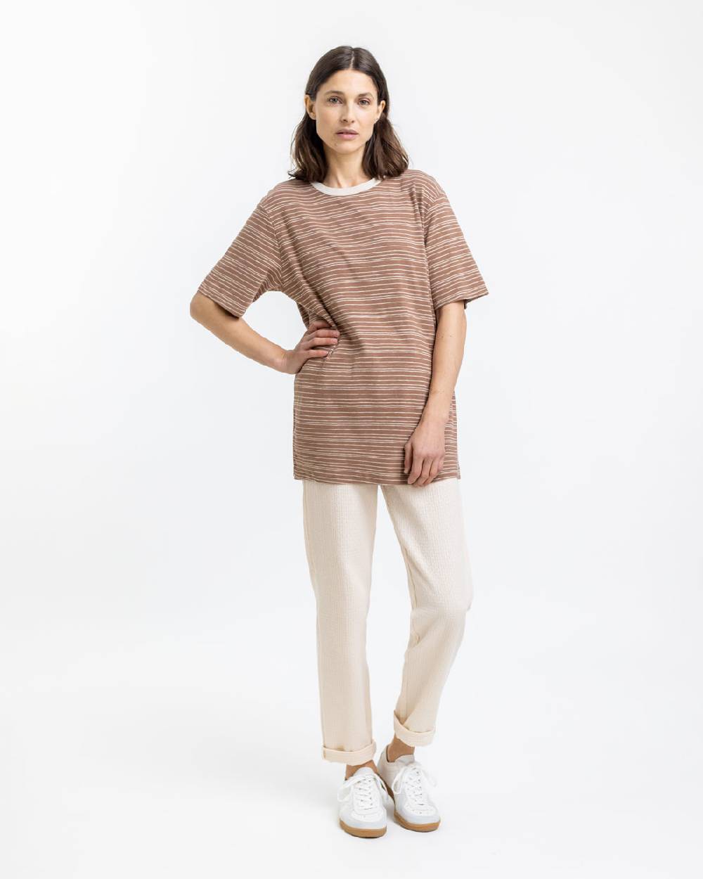 Rotholz Gestreiftes T-Shirt Braun